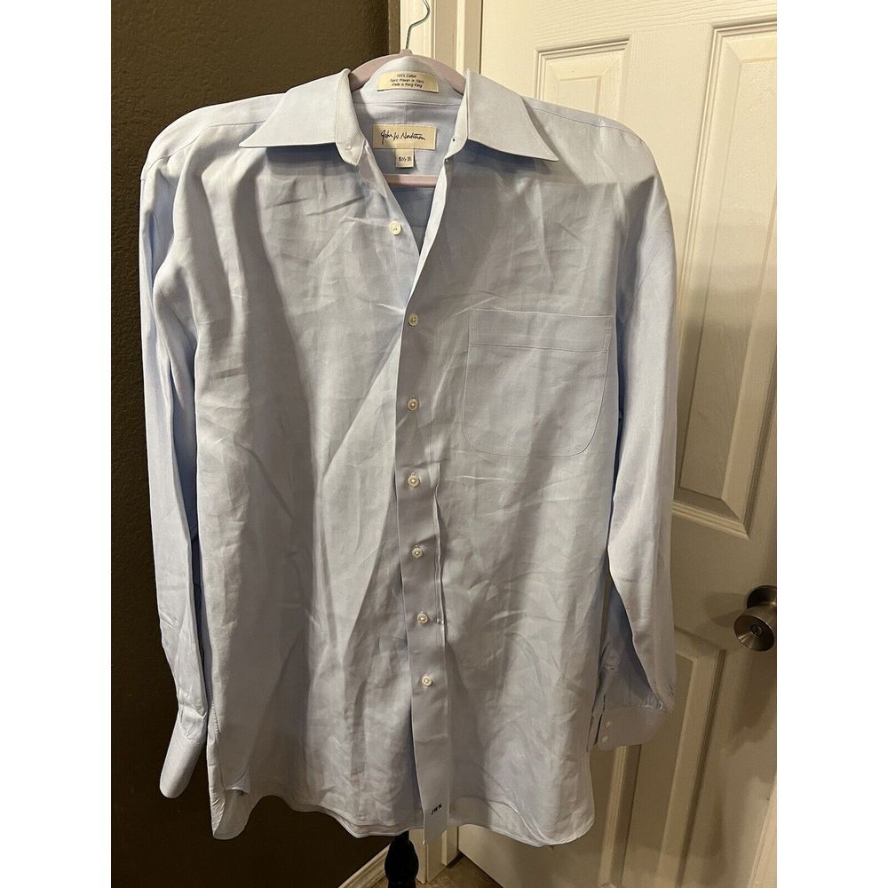 EUC! John W. Nordstrom Dress‎ Shirt Blue oxford spread 100% Cotton sz 15.5 -35